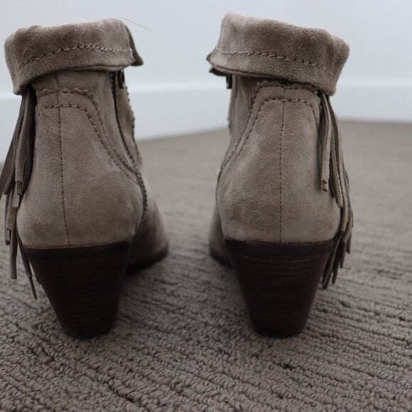 SAM EDELMAN Louie Tan Suede Fringe Cowboy Bootie Size 7.5 - Picture 6 of 11